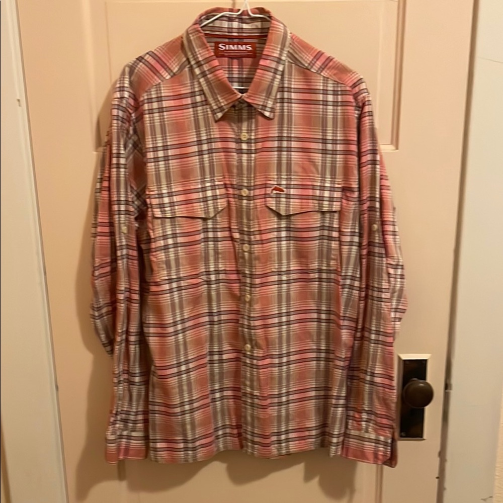 Simms Men's Plaid Shirt - Red and White